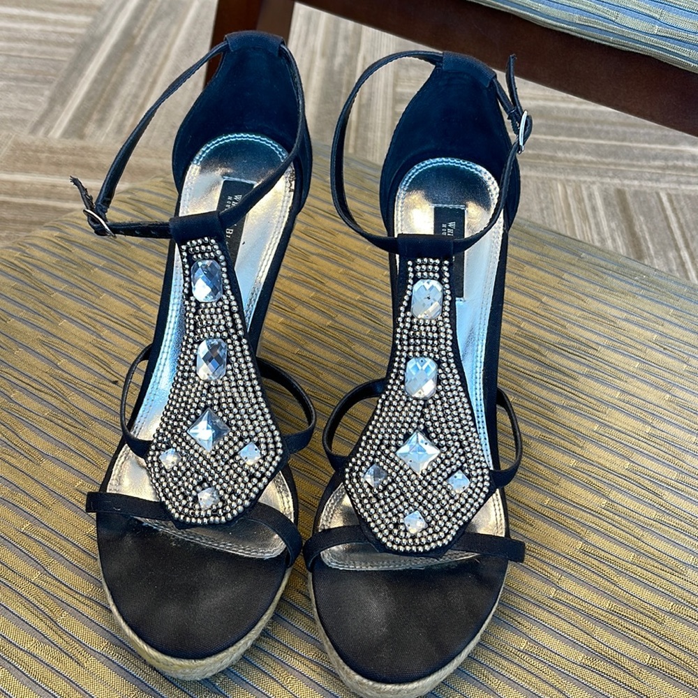5” wedge heel, rope wedge, bejeweled